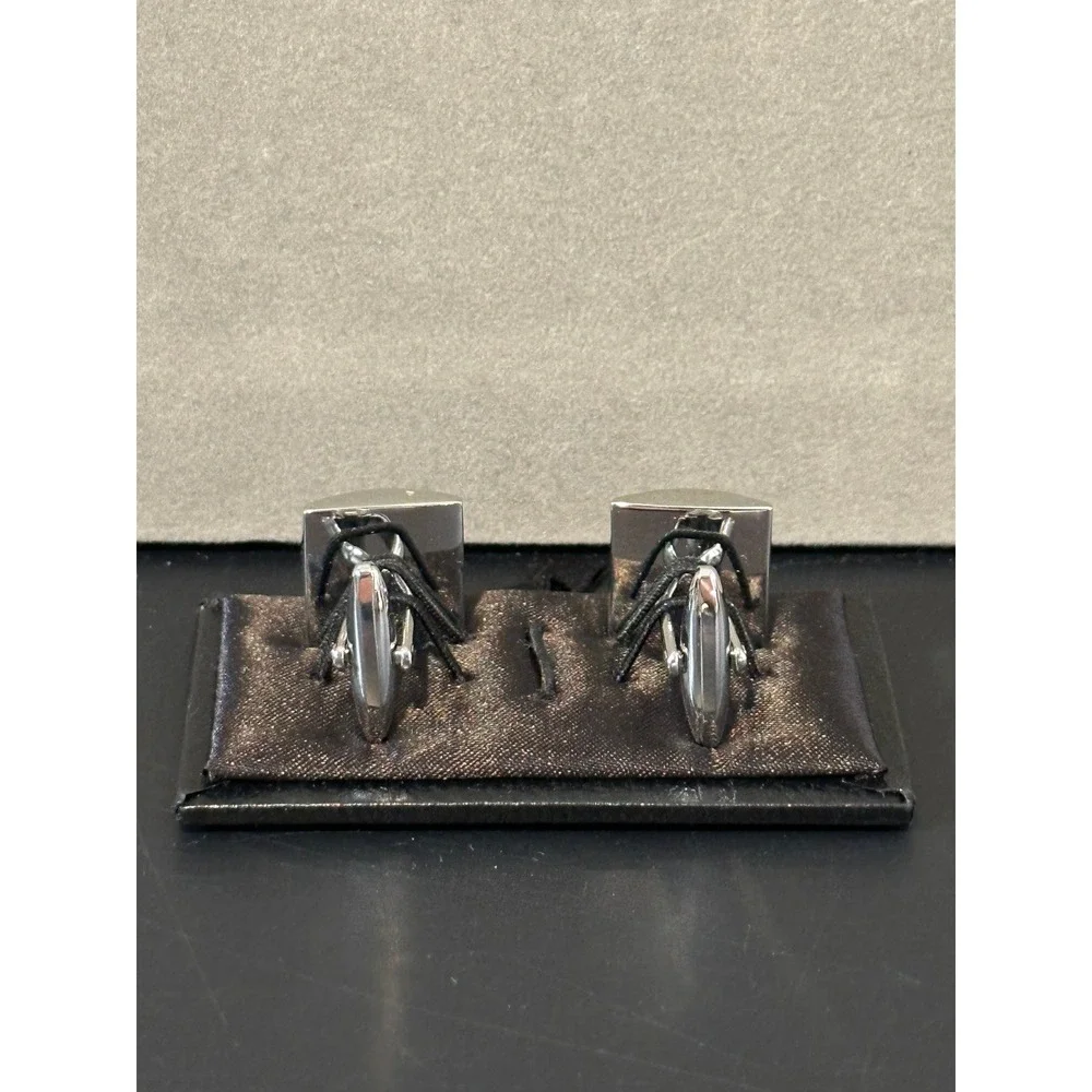Hawson Mens Silver Tone Mother of Pearl Harlequin Diamond Inlay Cufflinks Boxed